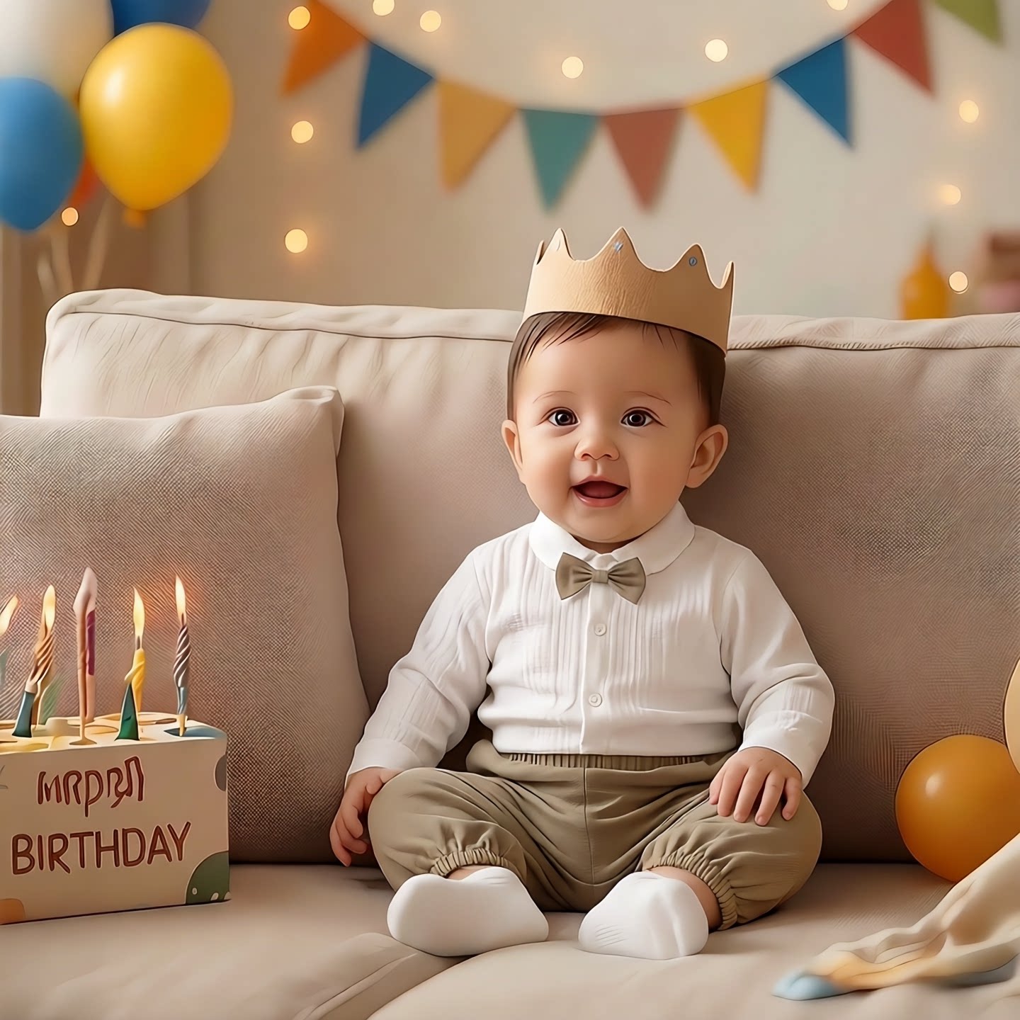 英伦风婴儿生日礼服套装男童卡其色领结长袖周岁衬衫礼服两件套薄