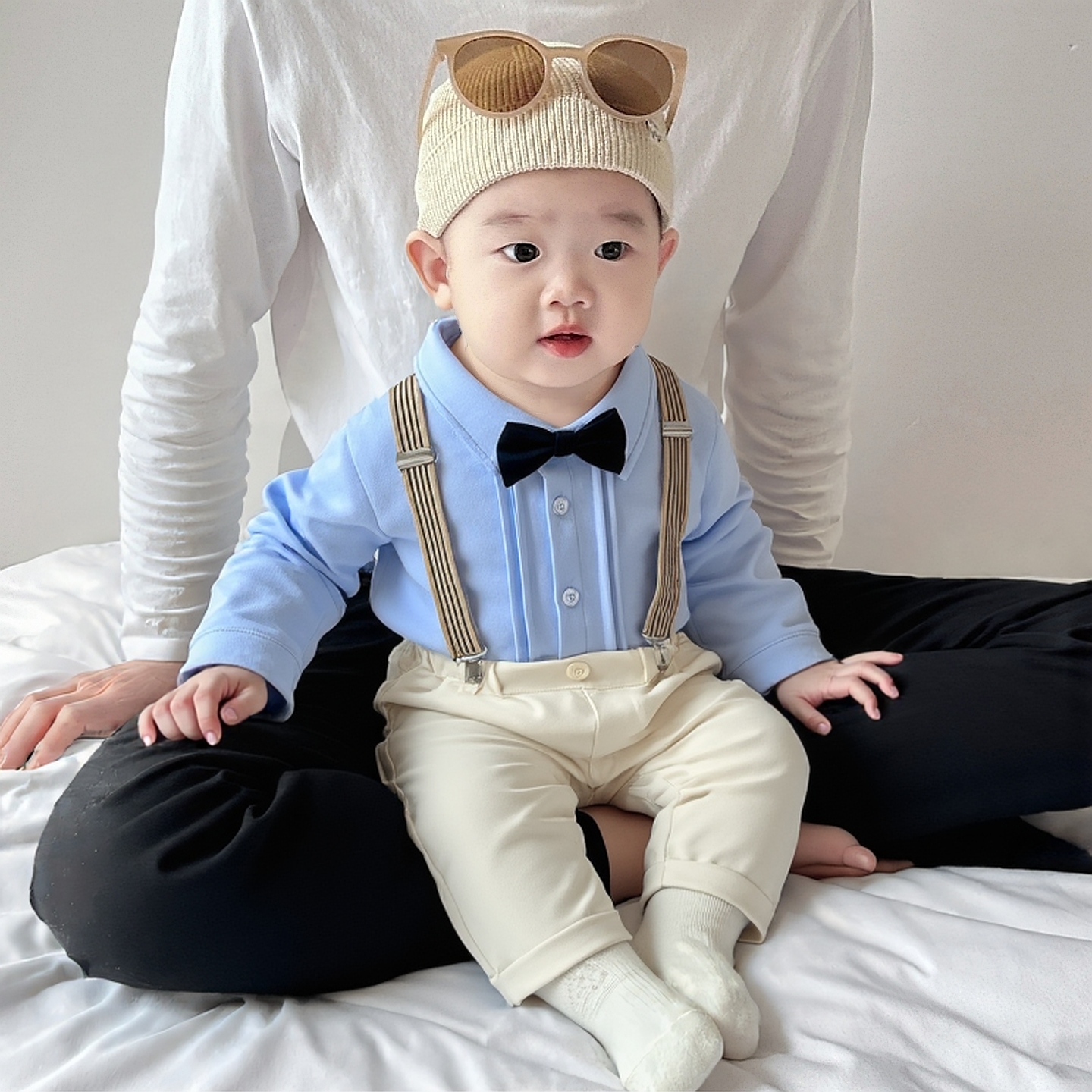 男童礼服套装衬衫背带裤两件套