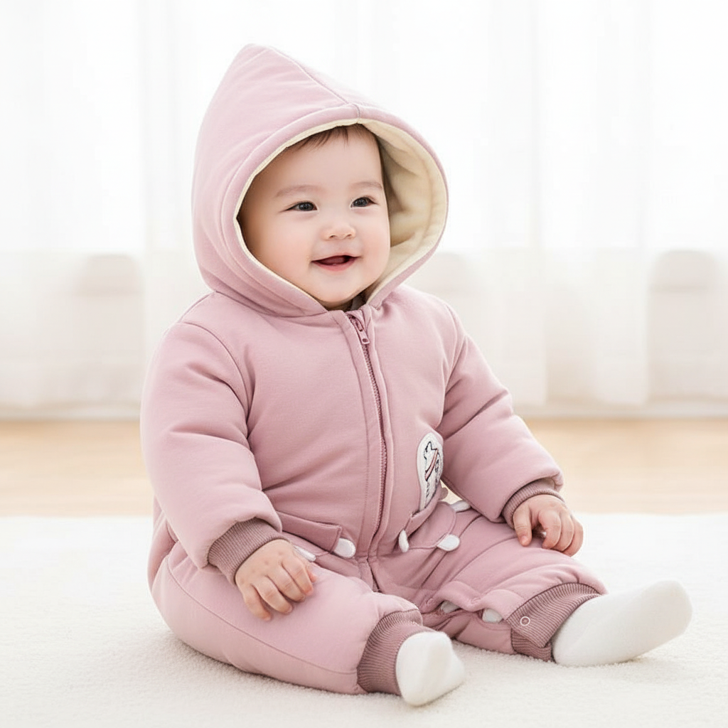 夹棉加厚婴儿连体衣秋冬套装新生儿宝宝外出抱衣可爱加绒冬季衣服