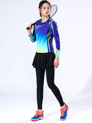 (quick-drying type)Autumn and winter single and double badminton clothes suit men's and women's tennis clothes long-sleeved jersey sports pants