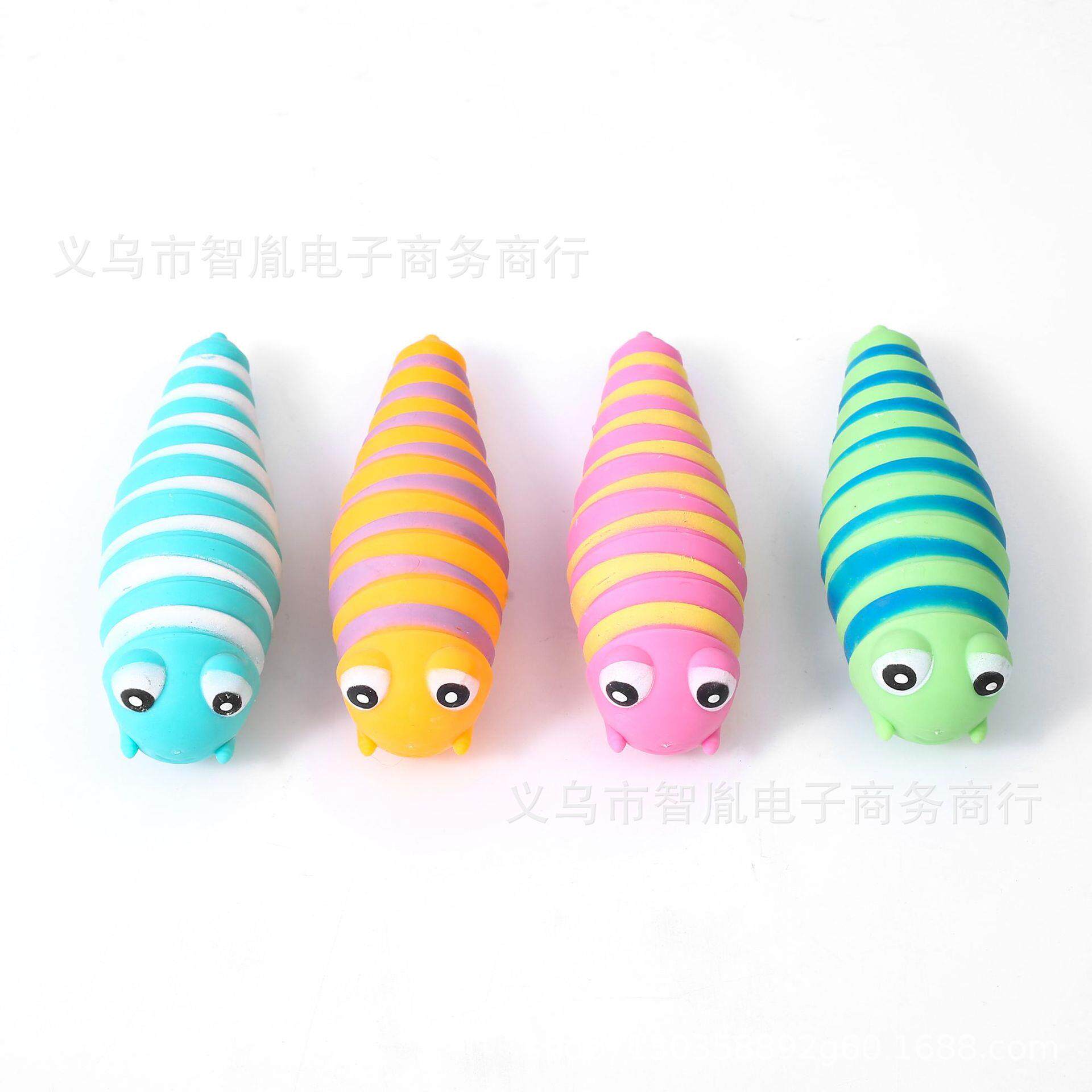 跨境热销真面粉毛毛虫解压鼻涕虫捏捏乐挤压软胶儿童发泄小玩具