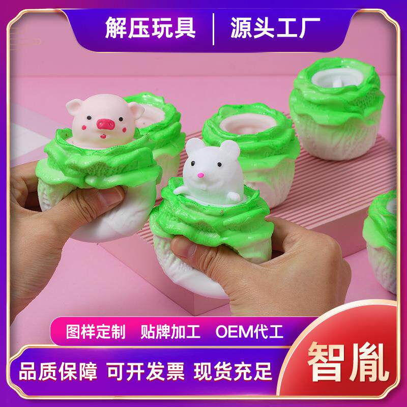 创意新款白菜猪挤压捏捏乐整蛊减压发泄神器儿童玩具厂家现货