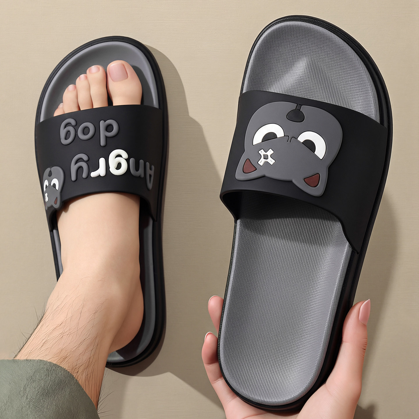 生气小狗拖鞋男士夏季2026新款室内家居浴室洗澡防滑防臭厚底凉拖