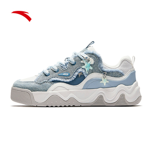 安踏小海星丨板鞋女2026春季新款运动鞋复古增高休闲鞋 122618036