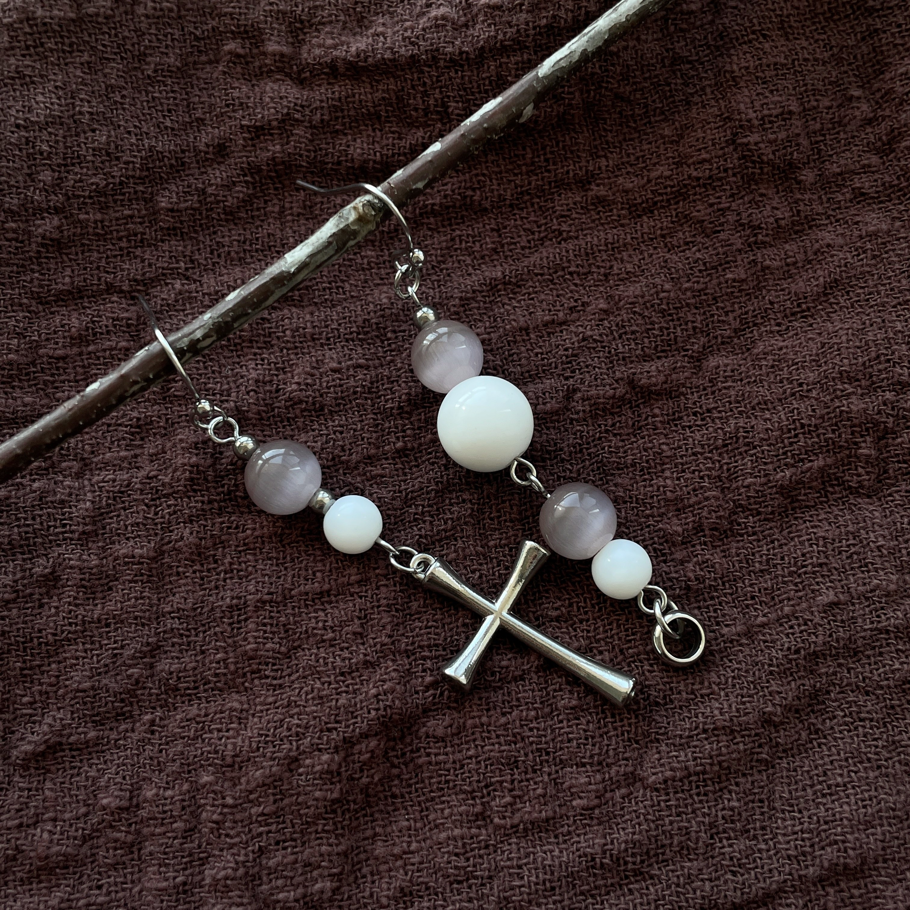 尾生之信 / 原创手作钛钢十字架气质小众高级感百搭冷淡耳环耳夹,饰品/流行首饰/时尚饰品新,耳环,淘宝优惠券,粉丝福利购,淘宝优惠卷