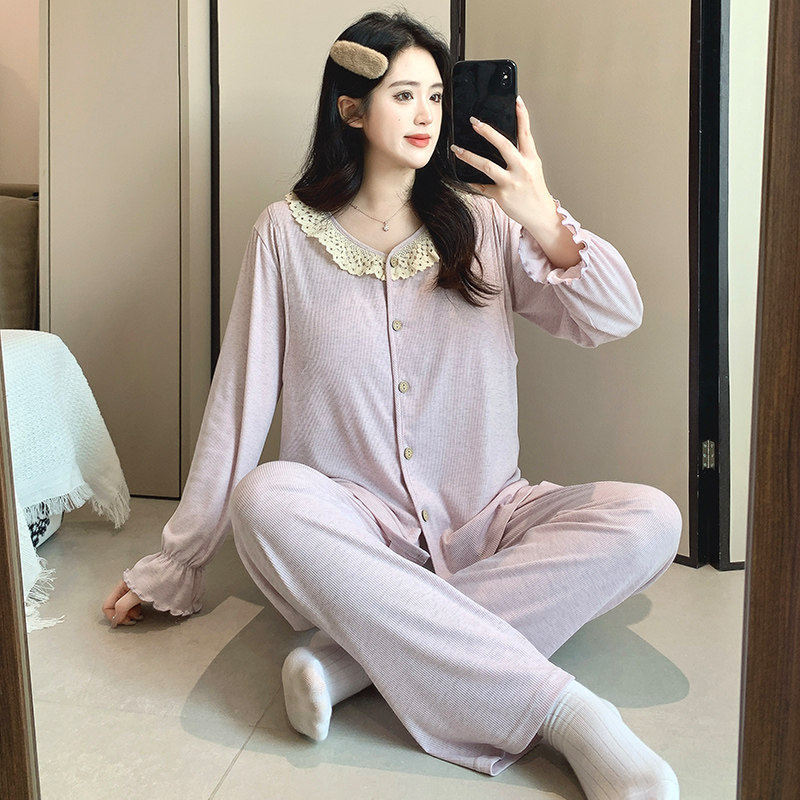 孕妇睡衣夏季纯棉产后哺乳薄款产妇喂奶家居服免穿文胸月子服春夏