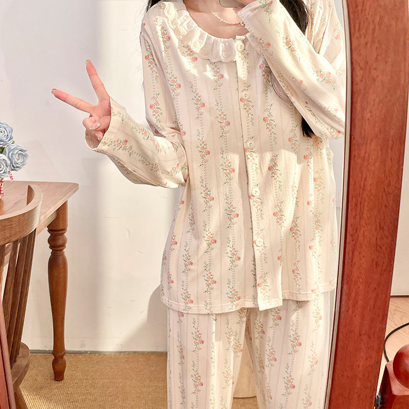 睡衣女产妇住院大码哺乳期家居月子服莫代尔棉夏天薄款带胸垫孕妇