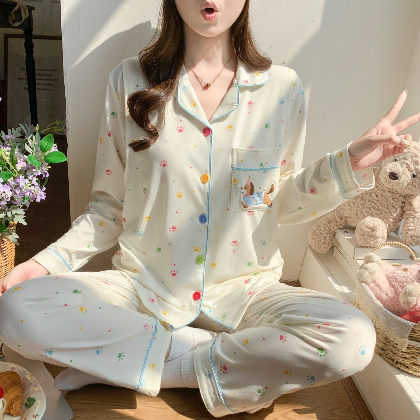 夏薄款产妇哺乳口孕期专用孕妇睡衣春秋季大码带胸垫月子帽月子服