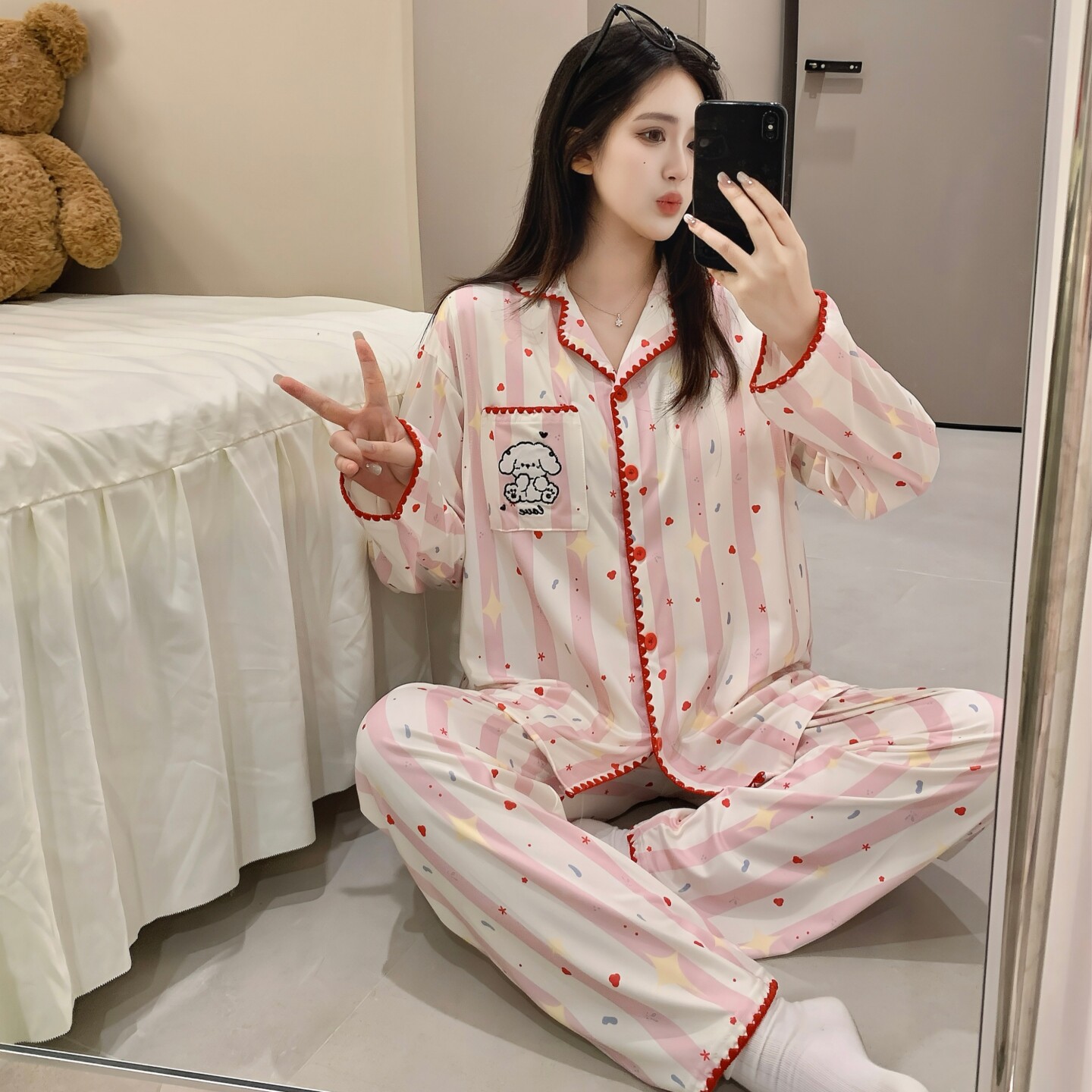 开衫带胸垫夏薄款孕妇怀孕哺乳四季款月子服产前产后产妇喂奶睡衣