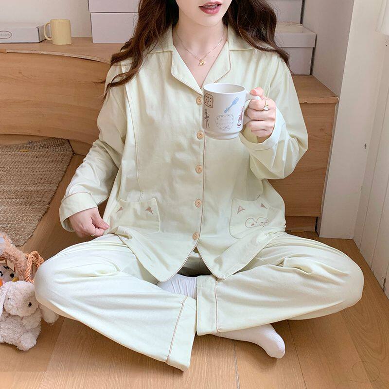 春天开衫冬季纯棉全喂奶哺乳装睡衣女秋棉吸汗月子服产前产后孕妇