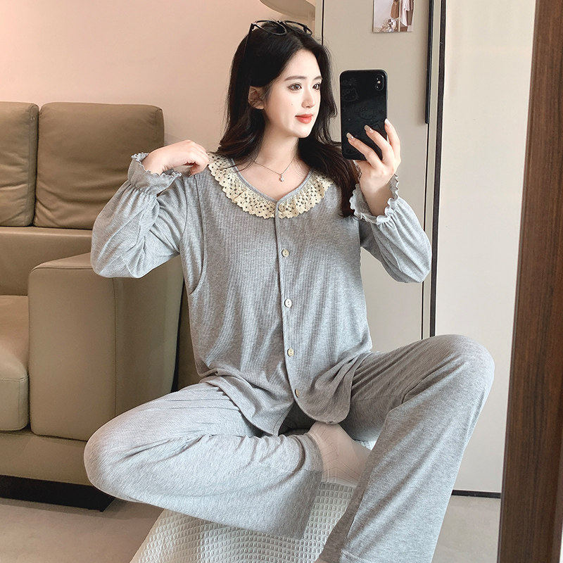 免穿文胸月子服春夏纯棉产后哺乳孕妇睡衣夏季薄款产妇喂奶家居服