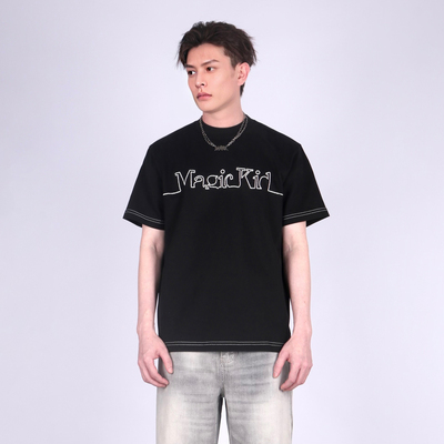 JEM重磅美式复古刺绣正肩短袖T恤