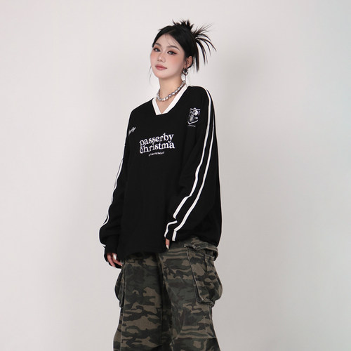 INGA美式复古运动棒球风薄款卫衣