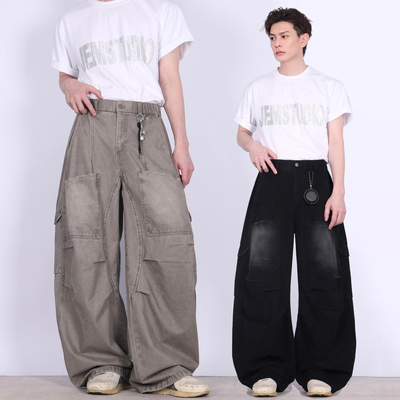 JEM美式复古重工做旧弯刀牛仔裤