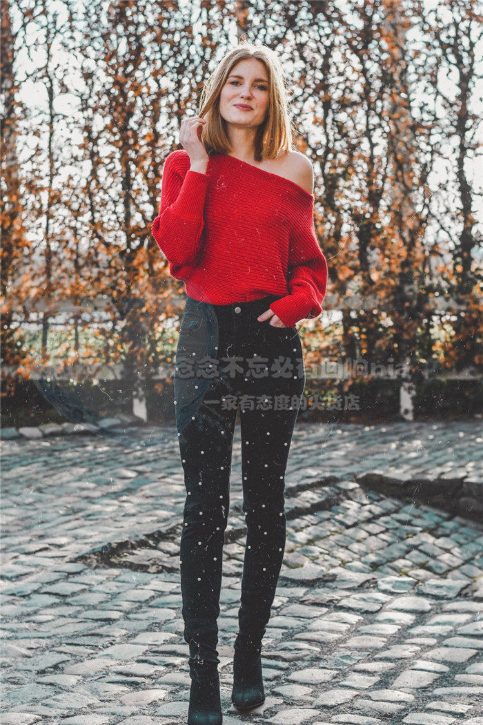 618 美国小众时尚潮ins街拍弹力紧身高腰牛仔裤bling贴钻