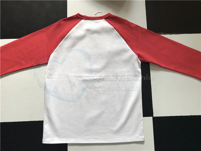 清仓 童趣口红棒棒糖70s复古撞色插肩七分袖挺阔厚款T恤两色男女