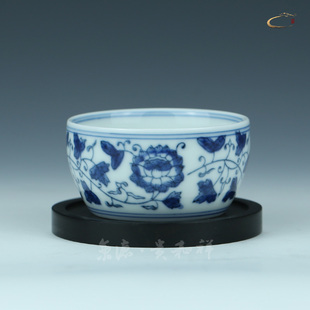 京德贵和祥手绘缠枝花卉缠枝莲花缸杯景德镇陶瓷茶具主人杯单杯
