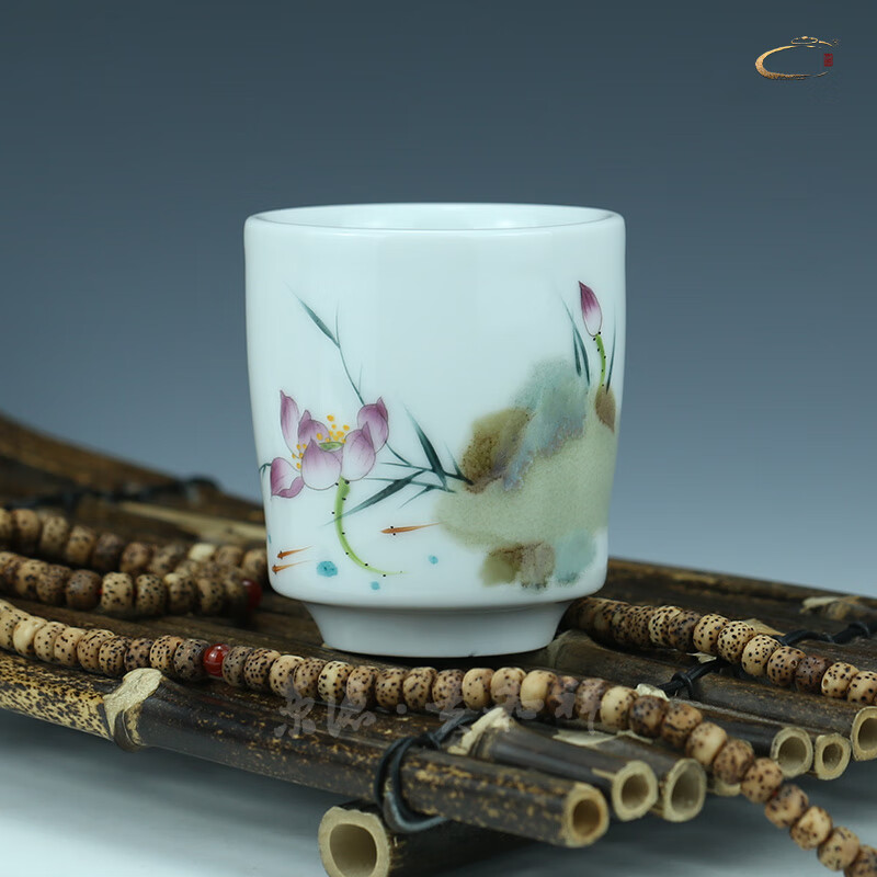 京德贵和祥窑变粉荷高杯1#和气景德镇陶瓷手绘功夫茶杯主人杯专用
