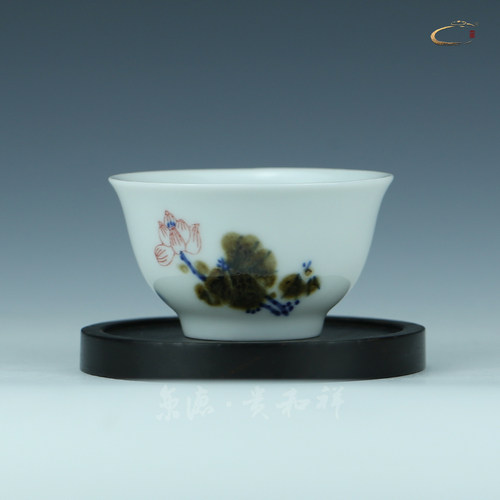 京德贵和祥窑变莲花杯手绘品茗杯