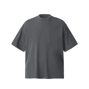 Boxy版 T男 型廓形短宽圆领T恤280g宽松重磅小领口全棉cleanfit短袖