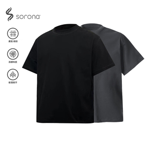 boxy短袖t恤CleanFit短款纯棉索罗娜抗皱凉感美式正肩宽松男T恤夏