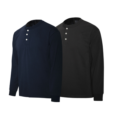 美式复古cleanfit长袖T恤男亨利领版正短宽Boxy版型基础通勤纯棉