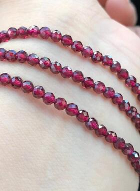 正品天然石榴石小米珠手链女酒红切面水晶散珠子转运串珠手串爆闪