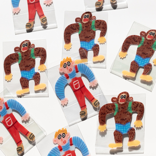 别管书签 猩猩与人类pvc异形切割双面磨砂光面搞怪抽象手帐装饰