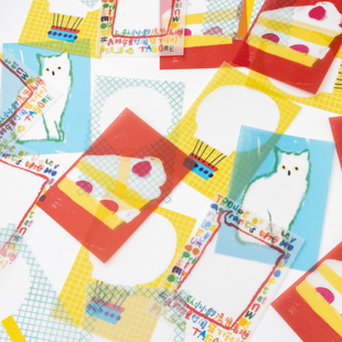 别管便签 留白m5硫酸纸便签手帐素材拼贴搭配装饰小猫彩色蛋糕