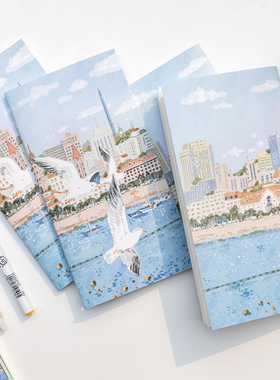 别管手帐 whatever空白本TN插画封面到海边特种纸可水彩手帐本