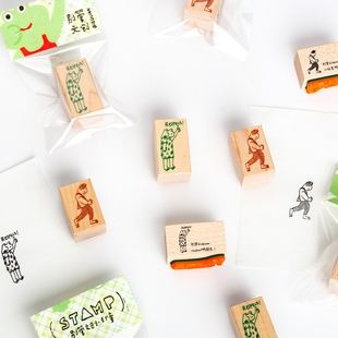 别管印章 工作蛙系列办公手帐盖章装饰职场情绪木制动物手账点赞