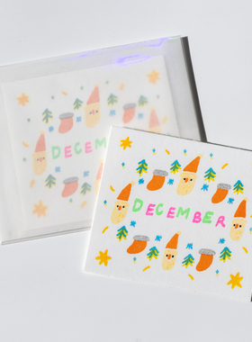 别管RISO 2025年12月圣诞快乐荧光色手帐拼贴素材装饰袜子圣诞树