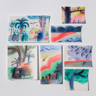 别管便签 风景2026手帐装饰拼贴搭配手绘水彩彩色日本进口羊绒纸