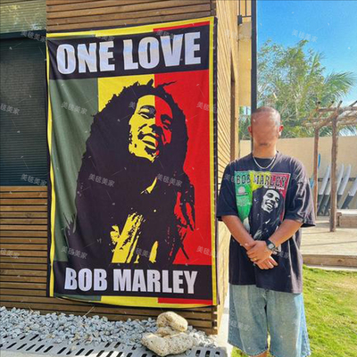 来图定制BOB MARLEY雷鬼牙买加raggie摇滚挂旗酒吧装饰壁挂布窗帘
