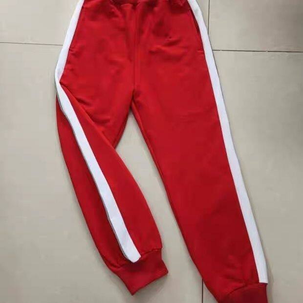 初高中学生校服裤藏青色拼白色春秋冬季保暖宽松运动裤