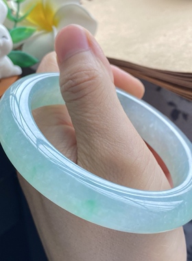 4.17批1880号59.8-12.2-9.6晴底飘绿果冻镯！甜甜的晴水色！