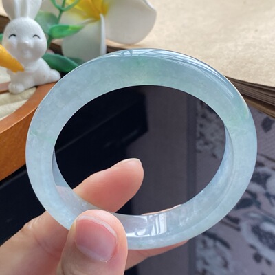 4.24批2152号53.8-12.2-8 冰油青果冻镯！飘灵动的小绿花！