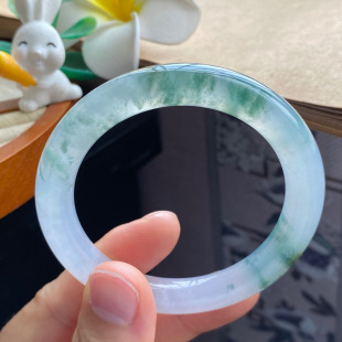 一翡藏山水 3.28批1081号51.8 冰飘花种水镯 9.1