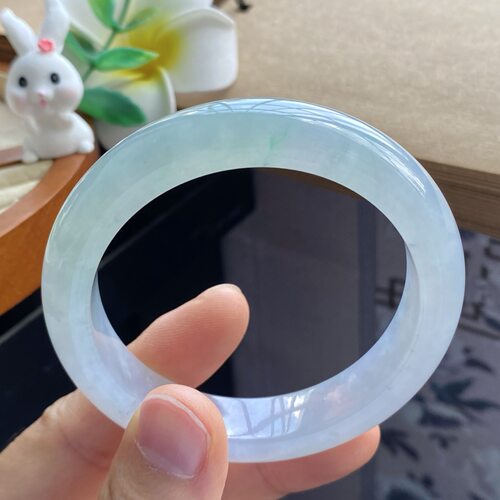 10.3批11962号53.8-12.7-8.9浅晴飘绿镯！翡翠手镯