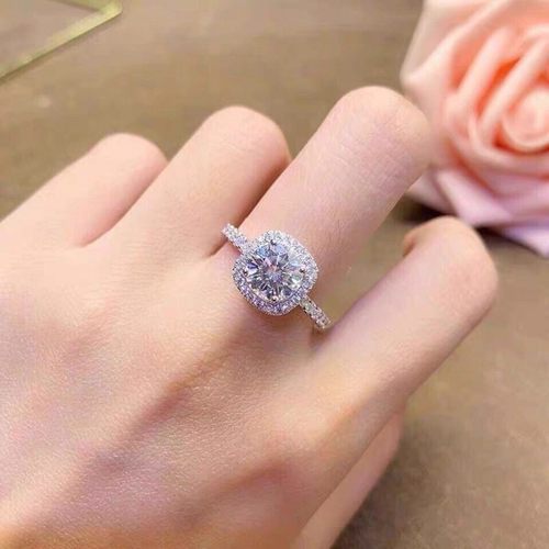 胖东来同款小方糖莫桑石钻戒纯银