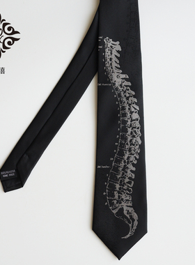 大喜原创设计【脊椎】黑色酷炫领带骨骼男女学生JKDK聚会个性创意
