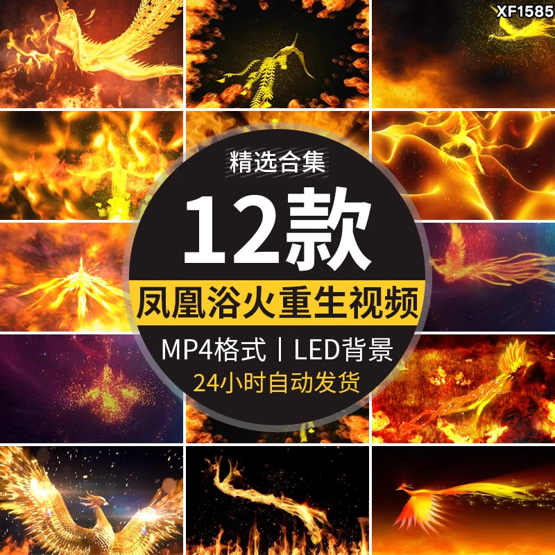 凤凰火焰浴火重生震撼涅槃开场飞翔舞台晚会表演led背景视频素材