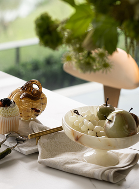 轻奢玉石果盘餐边柜餐桌摆件