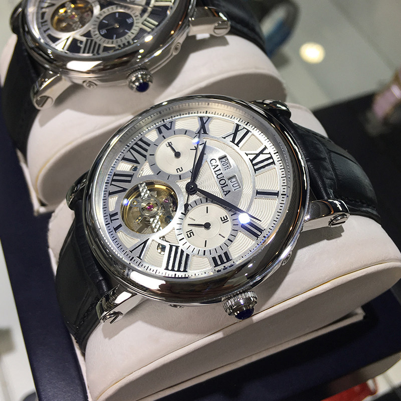 卡罗莱镂空男士手表飞轮皮带全自动机械表防水款新款男表