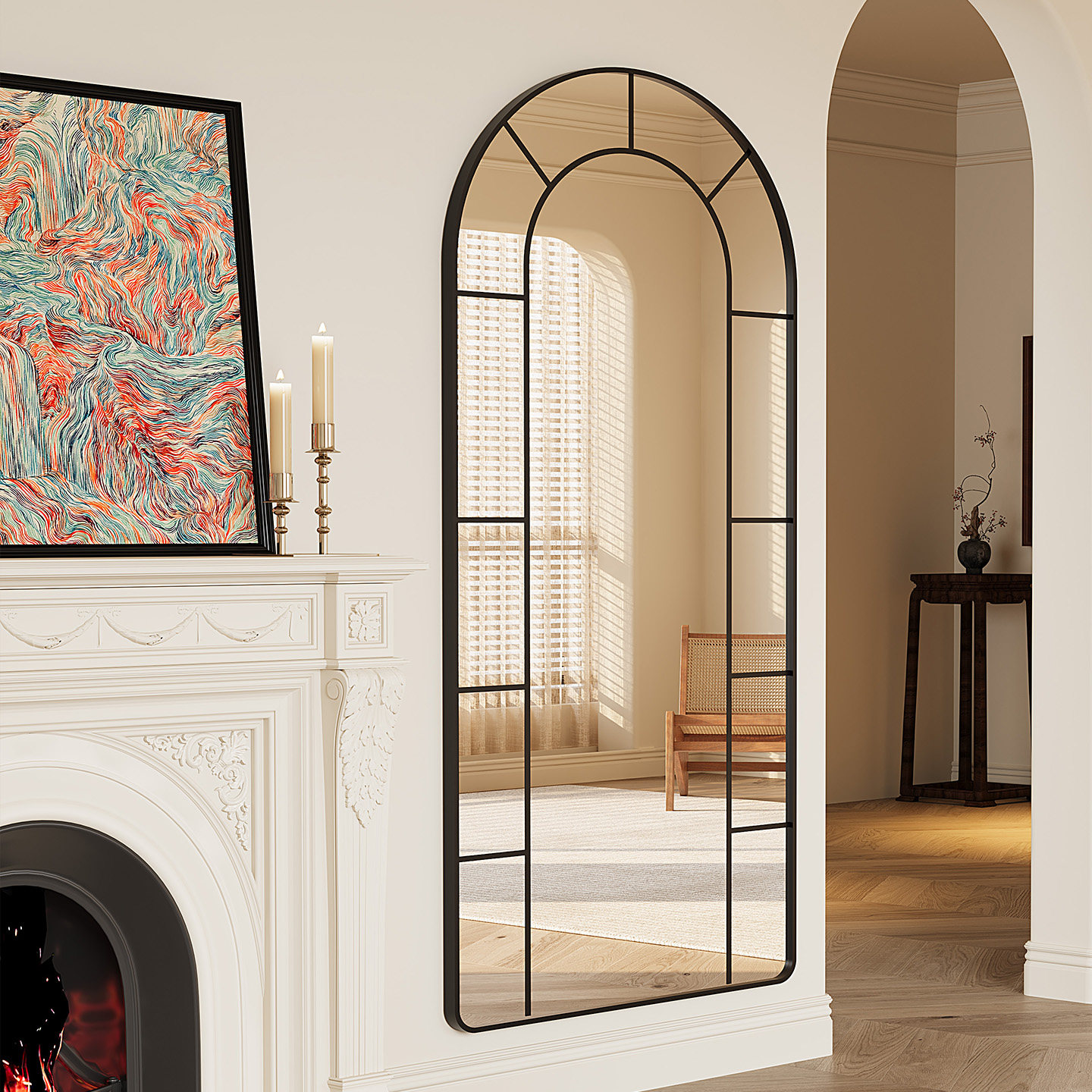 法式复古穿衣镜挂墙镜子家用轻奢风入户全身镜壁挂式墙面装饰镜,住宅家具,装饰镜,淘宝优惠券,粉丝福利购,淘宝优惠卷