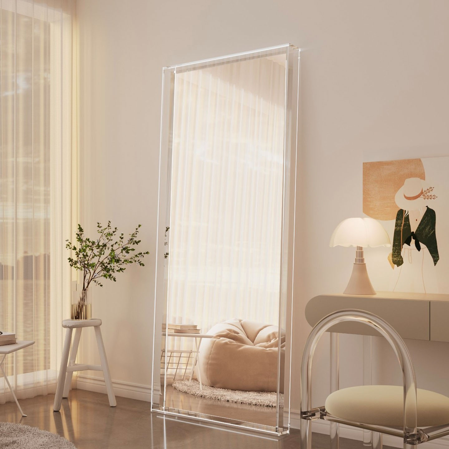 ins风落地镜轻奢高级亚克力镜子