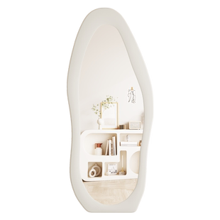 奶油风异形全身镜落地镜家用壁挂式网红轻奢风穿衣镜服装店试衣镜