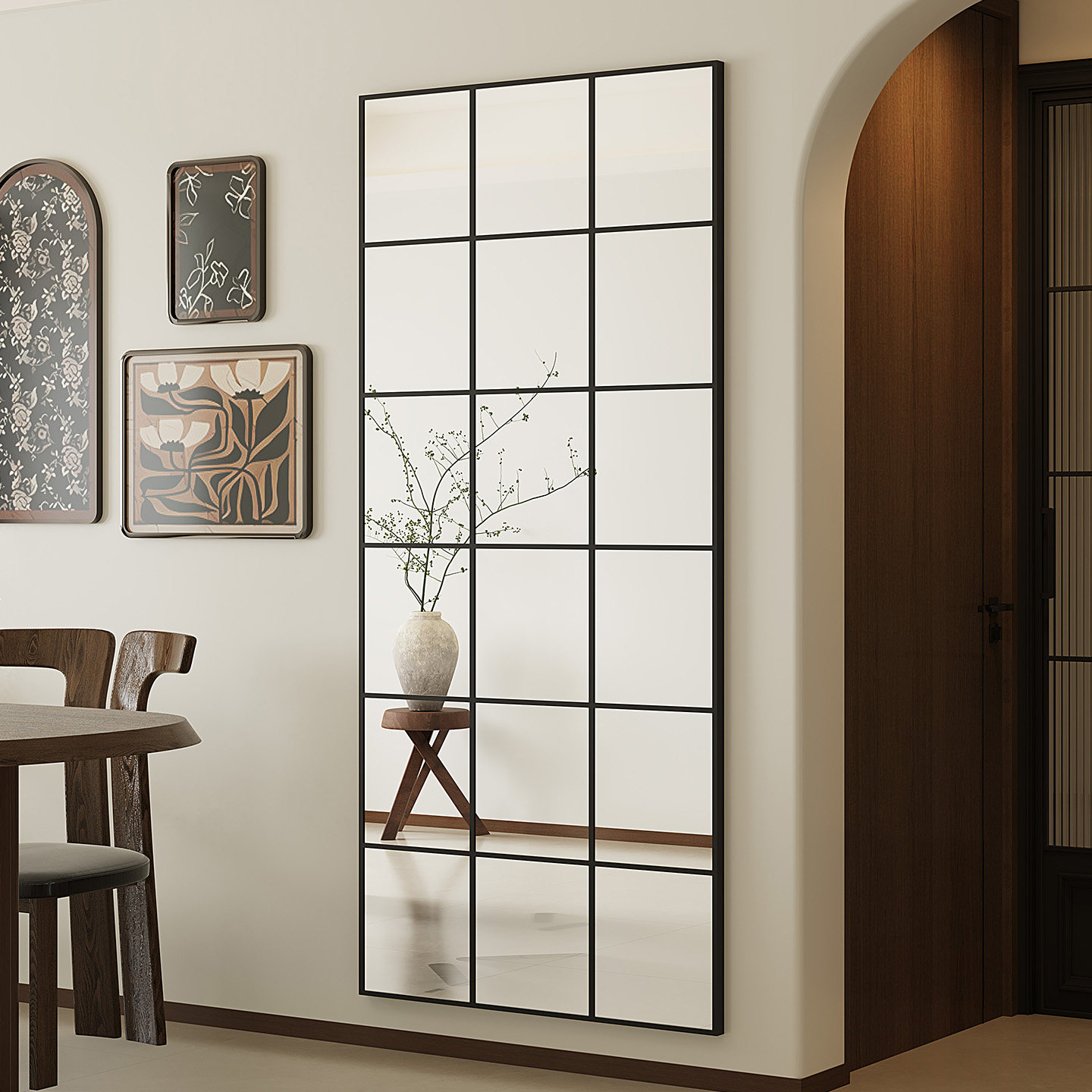 全身镜真实不变形家用客厅格子镜高级感挂墙复古风装饰镜穿衣镜,住宅家具,装饰镜,淘宝优惠券,粉丝福利购,淘宝优惠卷