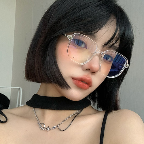 透明眼镜框女显方形网红款