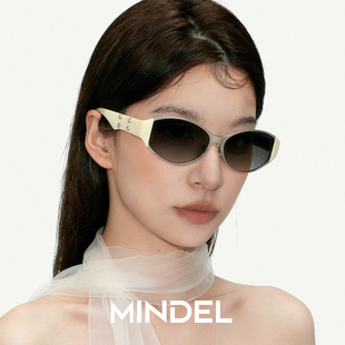 窄框白色墨镜女复古老钱风2026款防紫外线凹造型防晒猫眼太阳眼镜